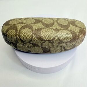 Coach Signature Pattern Sunglasses Case in Brown and Tan